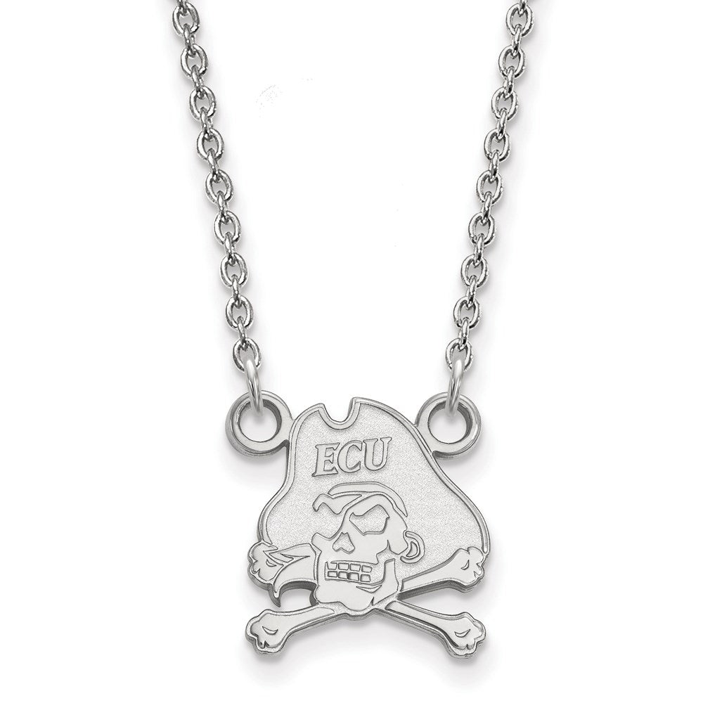 Sterling Silver Rhodium-plated East Carolina U. Small Pendant Necklace