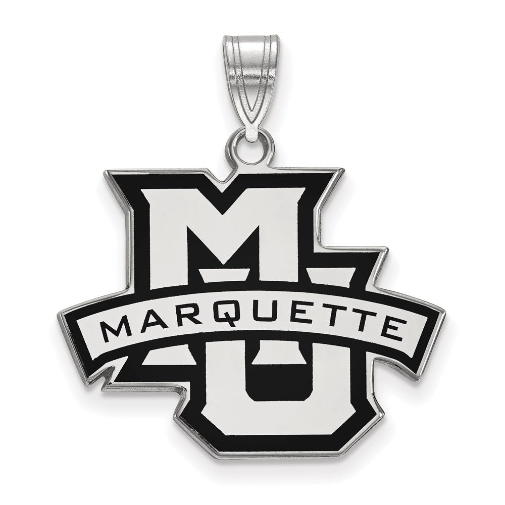 Sterling Silver Rhodium-plated Marquette Univ. Large Enamel Pendant