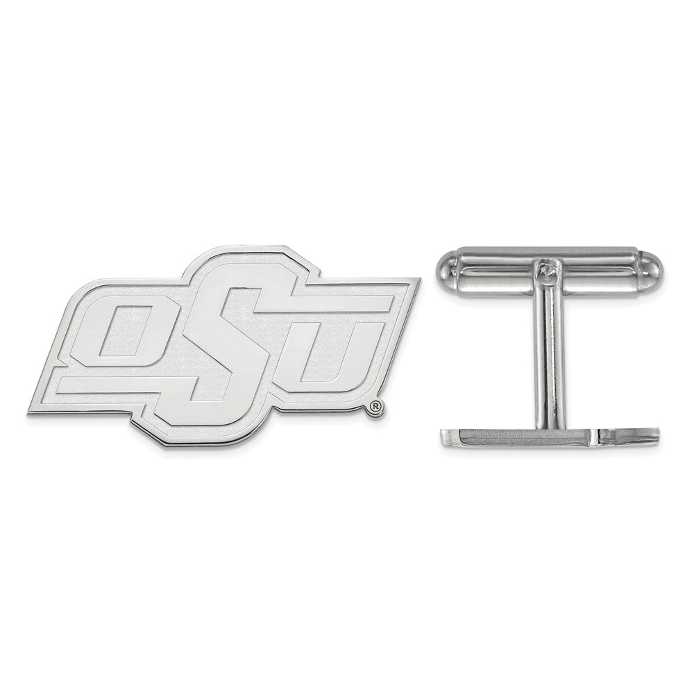 Sterling Silver Rhodium-plated Oklahoma State University Cuff Links