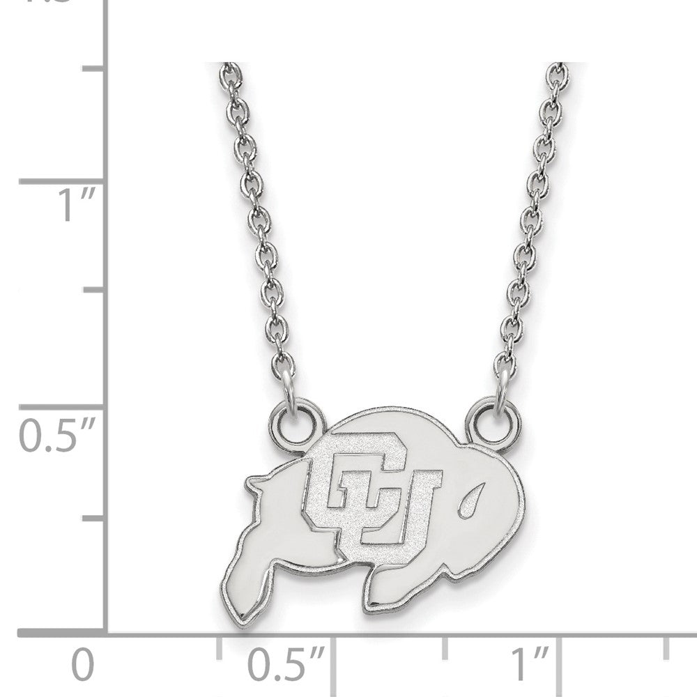 Sterling Silver Rhodium-plated U. of Colorado Small Pendant Necklace