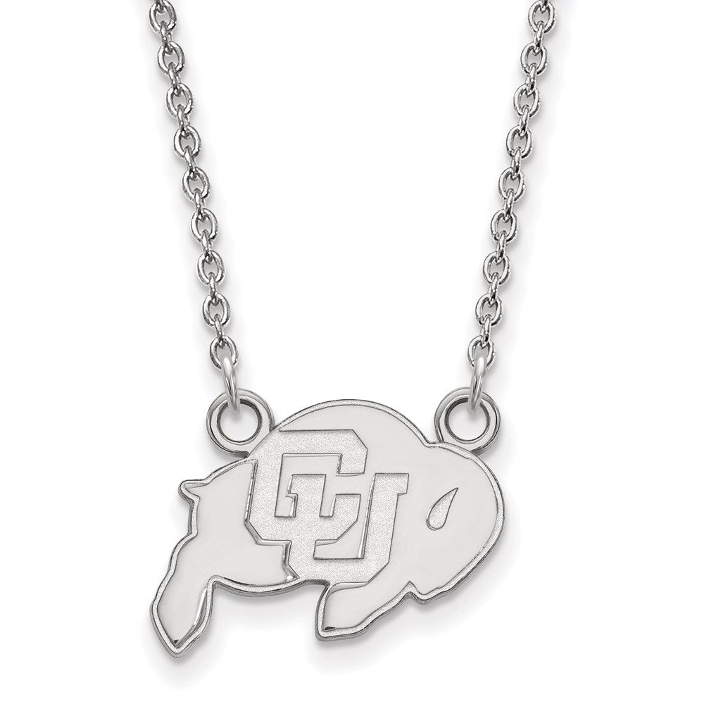 Sterling Silver Rhodium-plated U. of Colorado Small Pendant Necklace