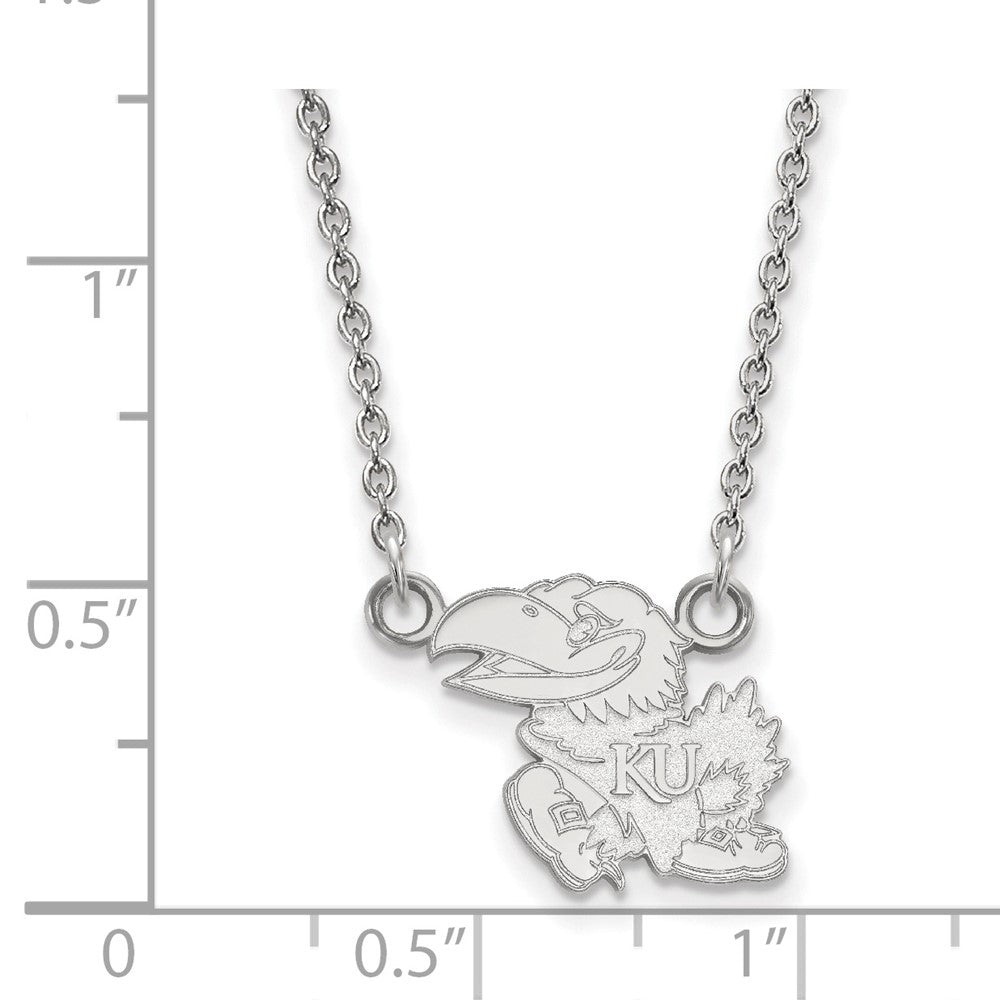 Sterling Silver Rhodium-plated U. of Kansas Small Pendant Necklace