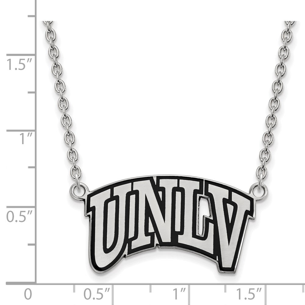 Sterling Silver Rhodium-plated U. of Nevada-Las Vegas Large Enamel Necklace