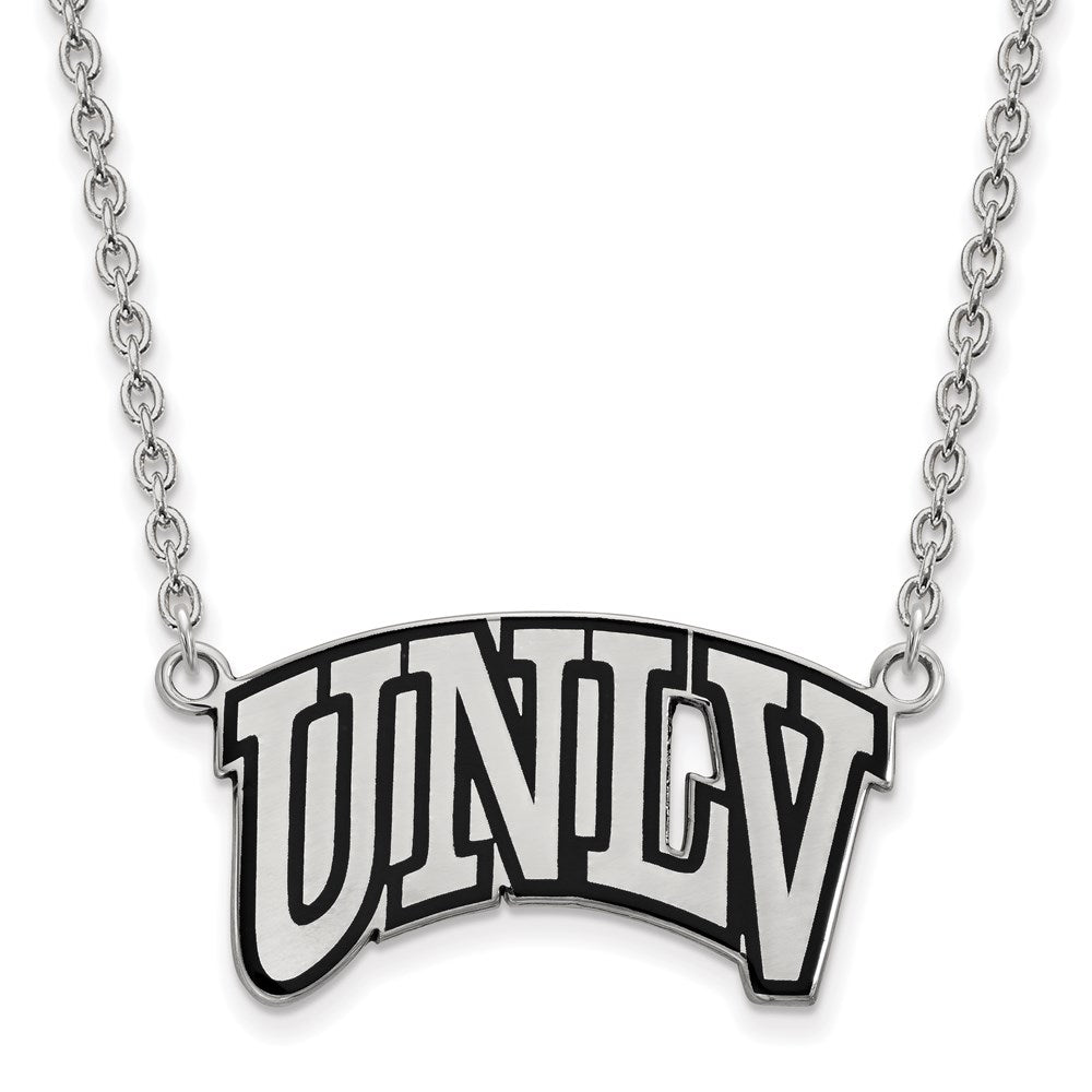 Sterling Silver Rhodium-plated U. of Nevada-Las Vegas Large Enamel Necklace