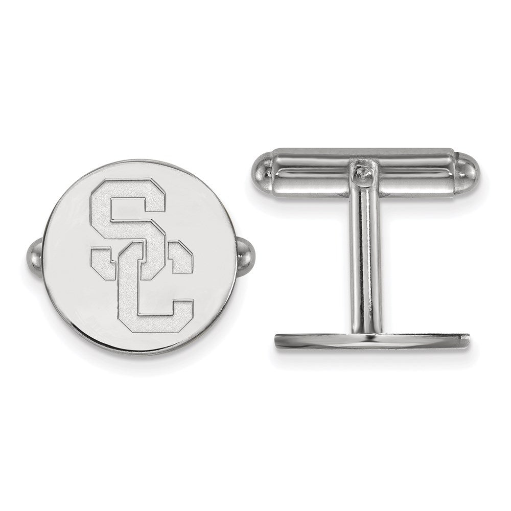 Sterling Silver Rhodium-plated University of Southern California Cuff Links