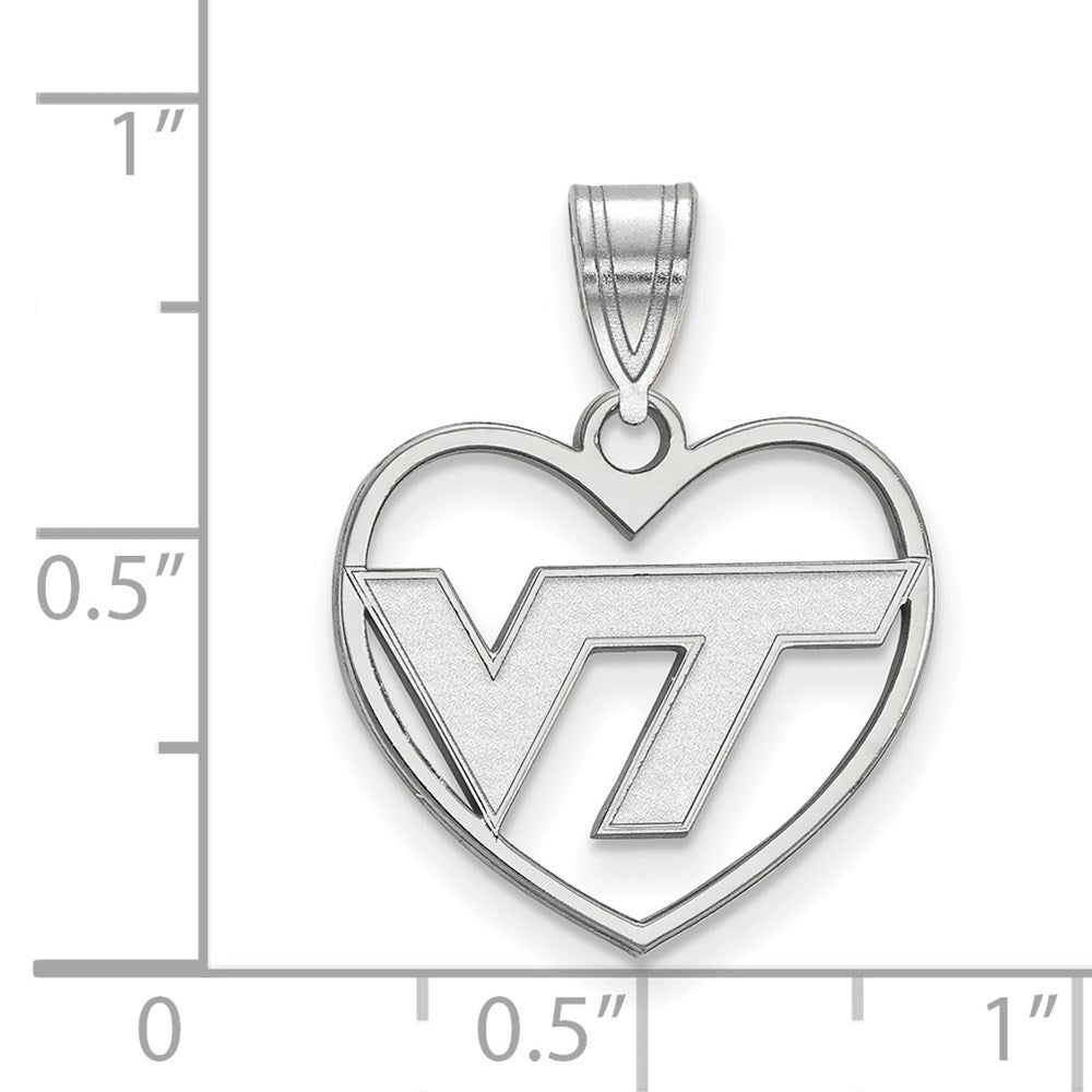 Sterling Silver Rhodium-plated Virginia Tech Heart Pendant