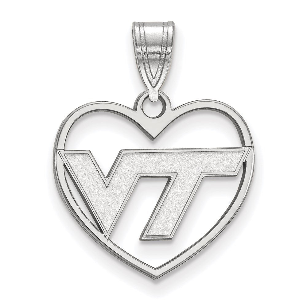Sterling Silver Rhodium-plated Virginia Tech Heart Pendant
