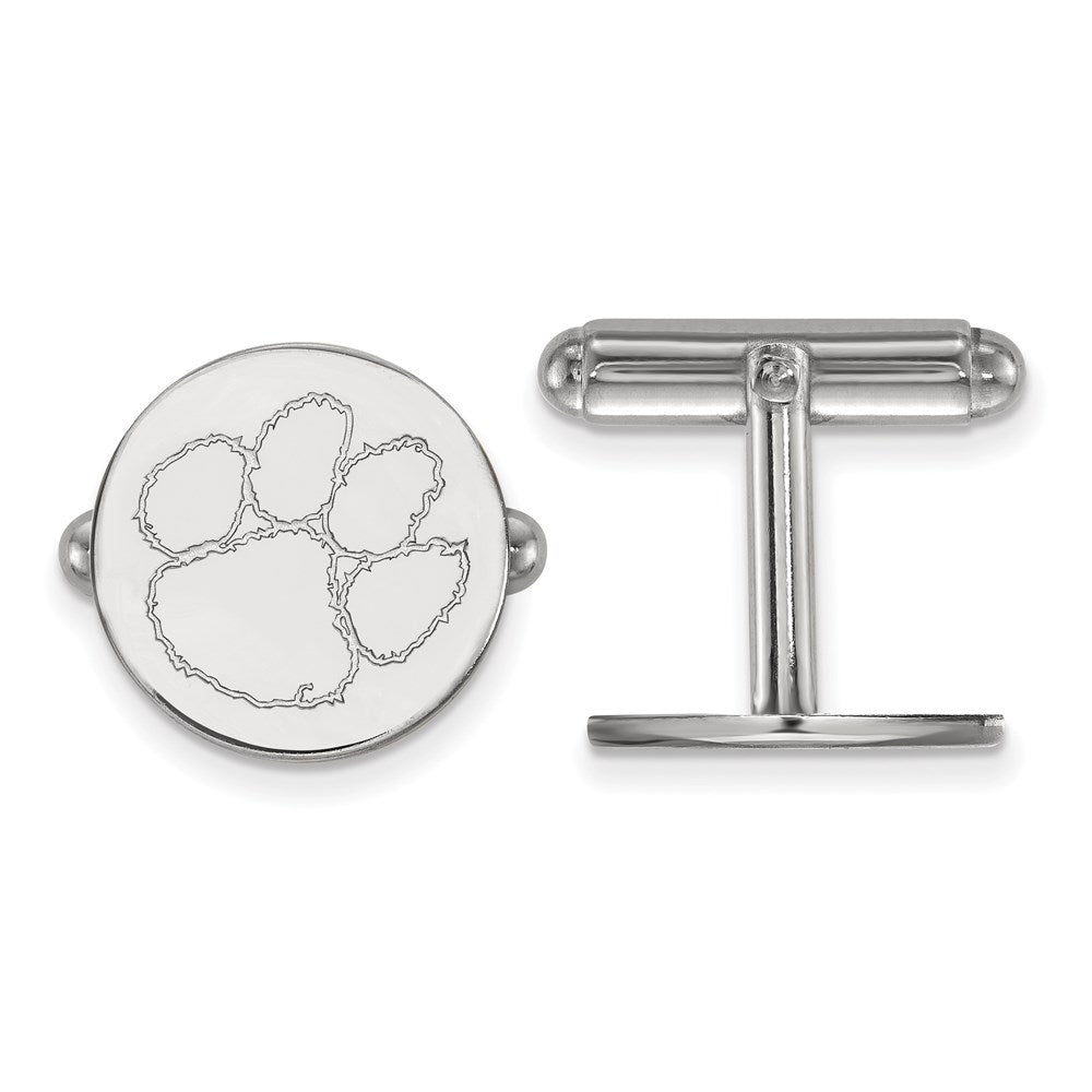 Sterling Silver Rhodium-plated Clemson University Cuff Links