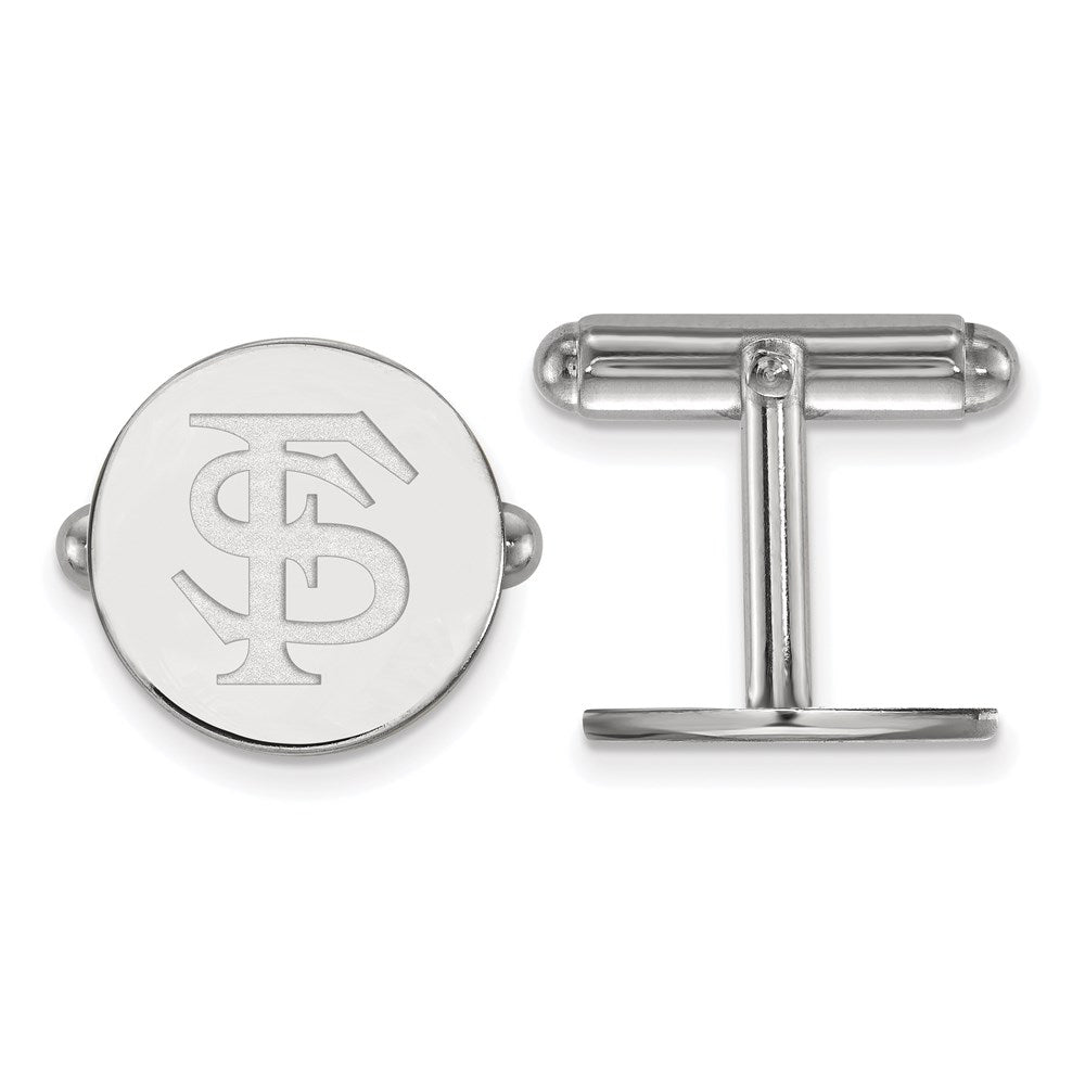 Sterling Silver Rhodium-plated Florida State University F-S Cuff Links