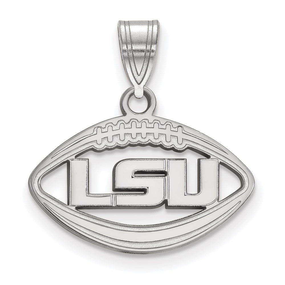 Sterling Silver Rhodium-plated Louisiana State U. Football Pendant