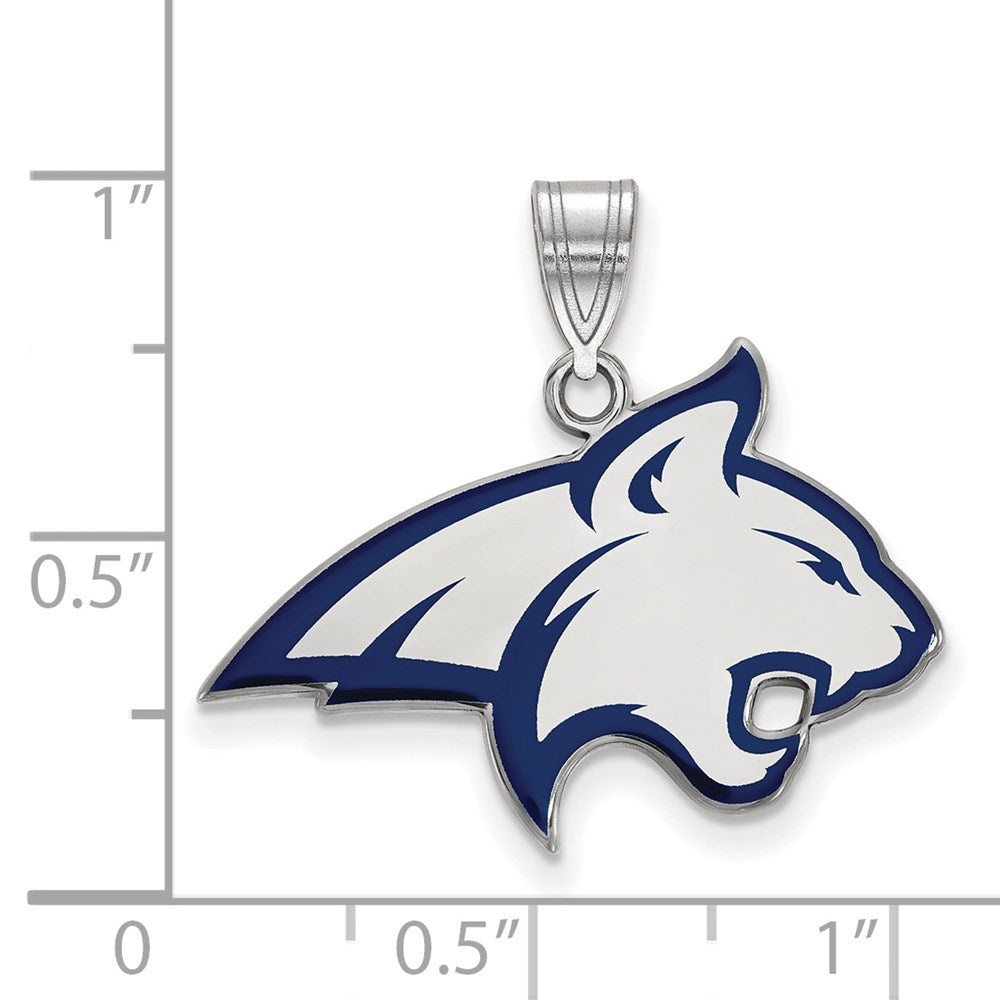 Sterling Silver Rhodium-plated Montana State U. Large Enamel Pendant