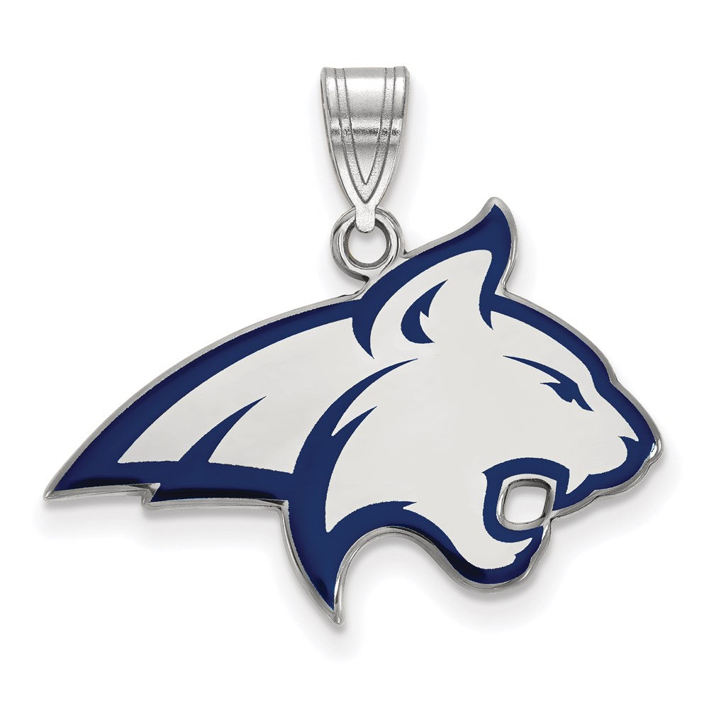 Sterling Silver Rhodium-plated Montana State U. Large Enamel Pendant