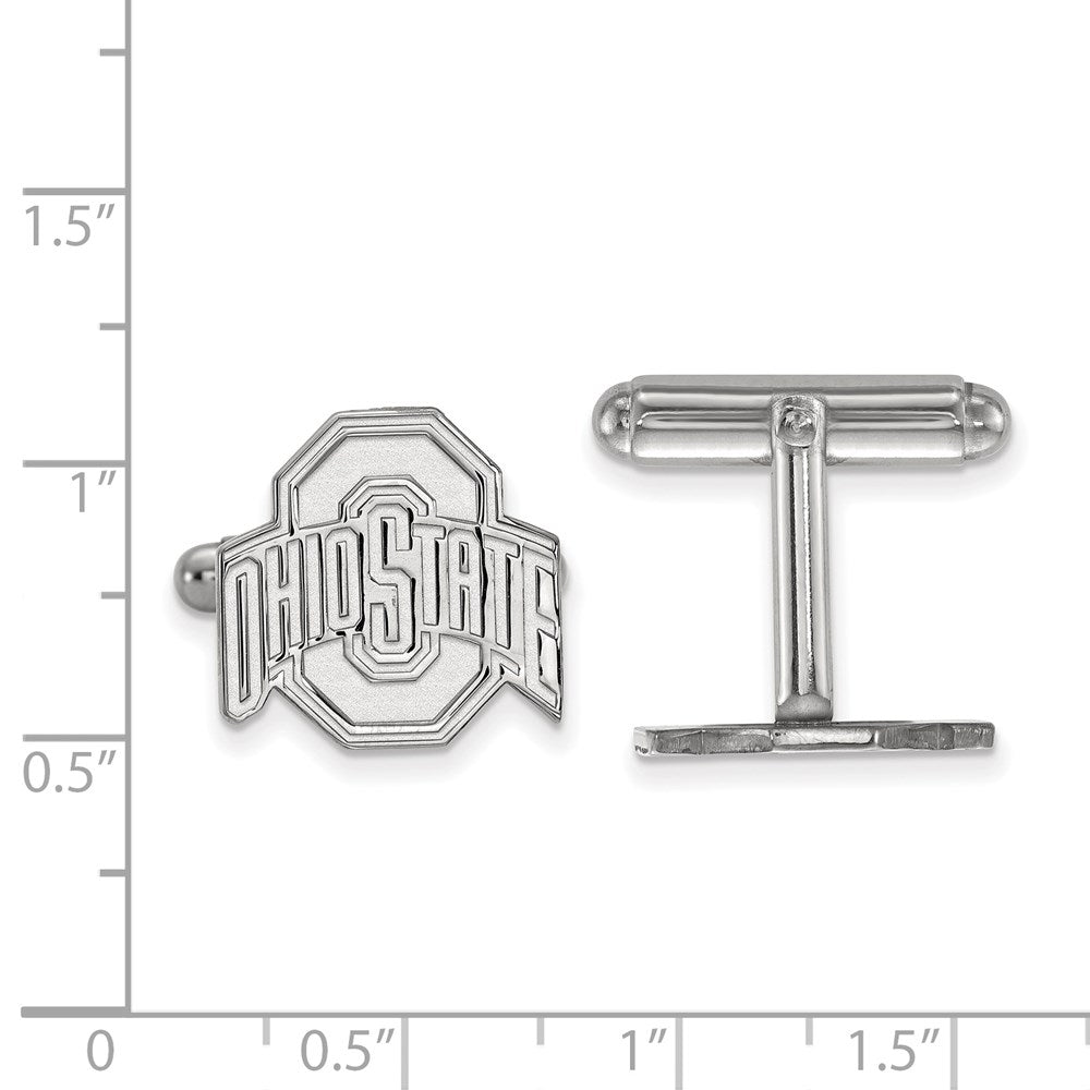Sterling Silver Rhodium-plated Ohio State University Cuff Links