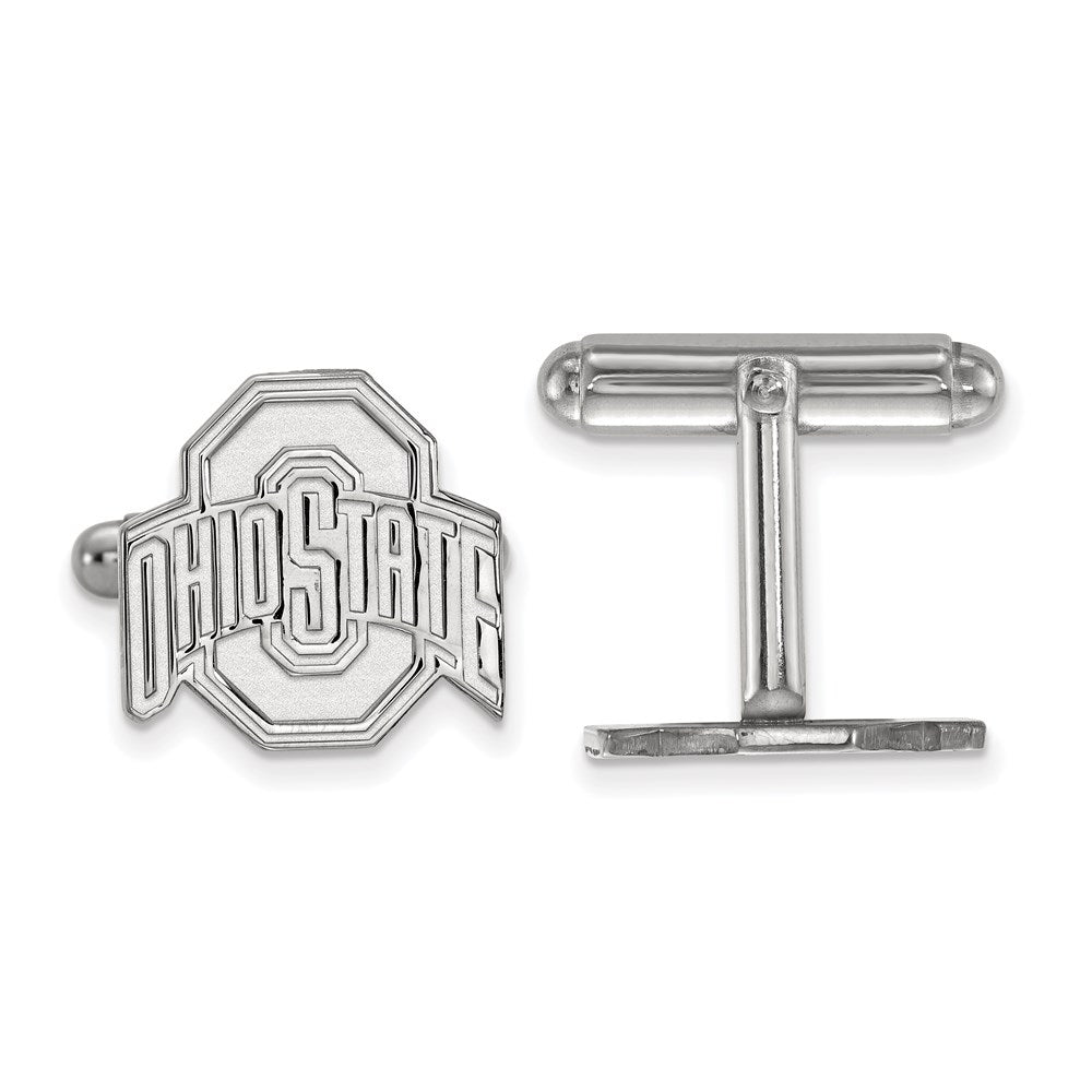 Sterling Silver Rhodium-plated Ohio State University Cuff Links