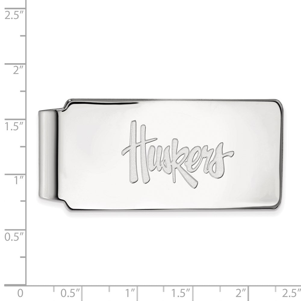 Sterling Silver Rhodium-plated University of Nebraska Money Clip