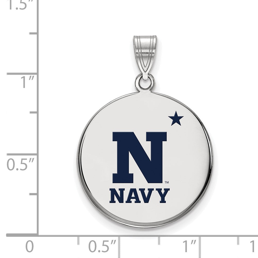 Sterling Silver Rhodium-plated US Naval Academy Large Enamel Pendant