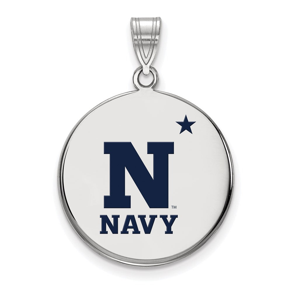 Sterling Silver Rhodium-plated US Naval Academy Large Enamel Pendant