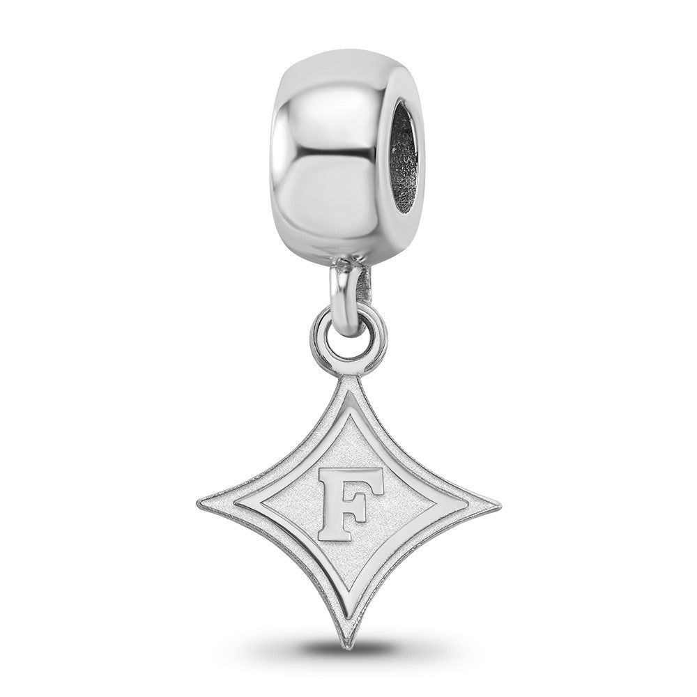 Sterling Silver Rhodium-plated Furman University Small Dangle Bead