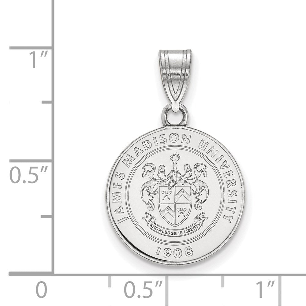 Sterling Silver Rhodium-plated James Madison Univ. Medium Crest Pendant
