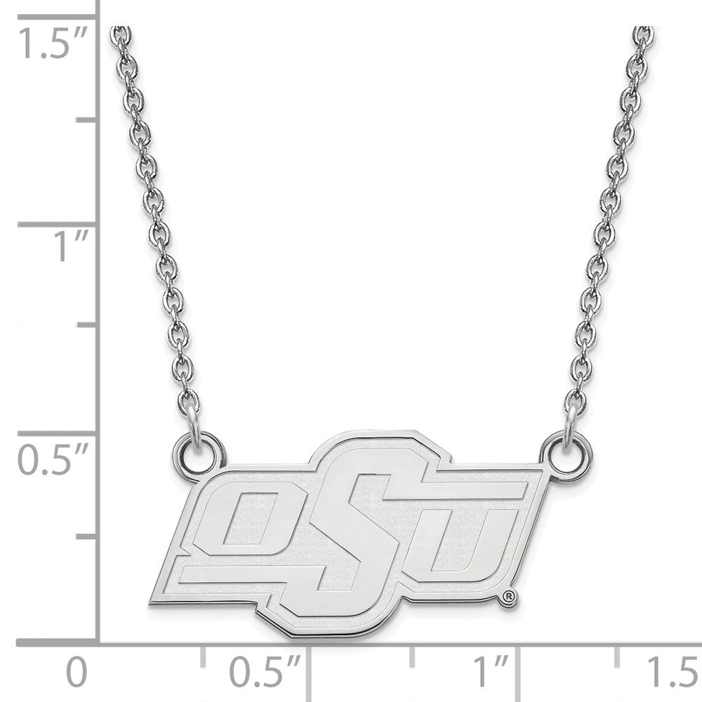 Sterling Silver Rhodium-plated Oklahoma State U. Small Pendant Necklace