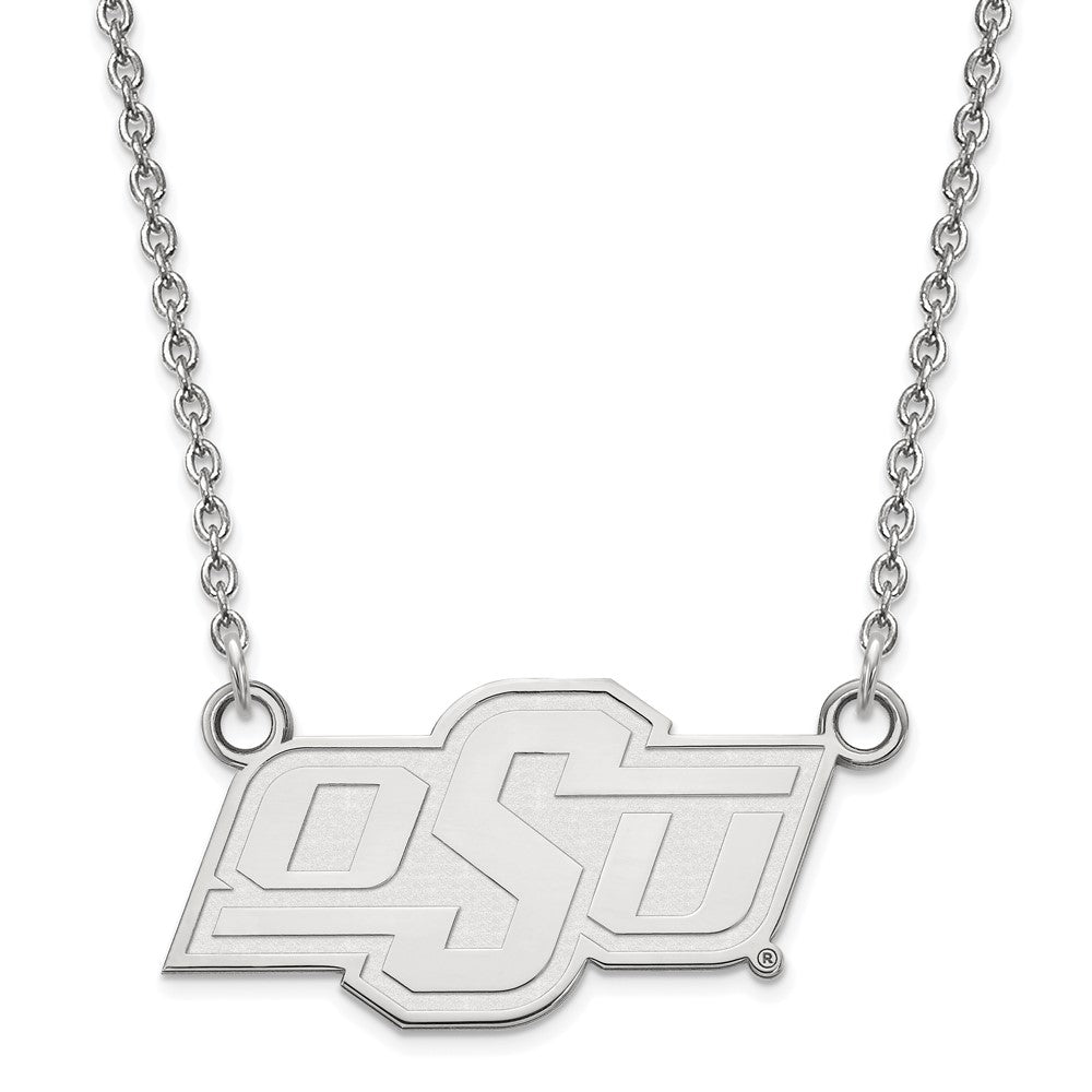 Sterling Silver Rhodium-plated Oklahoma State U. Small Pendant Necklace