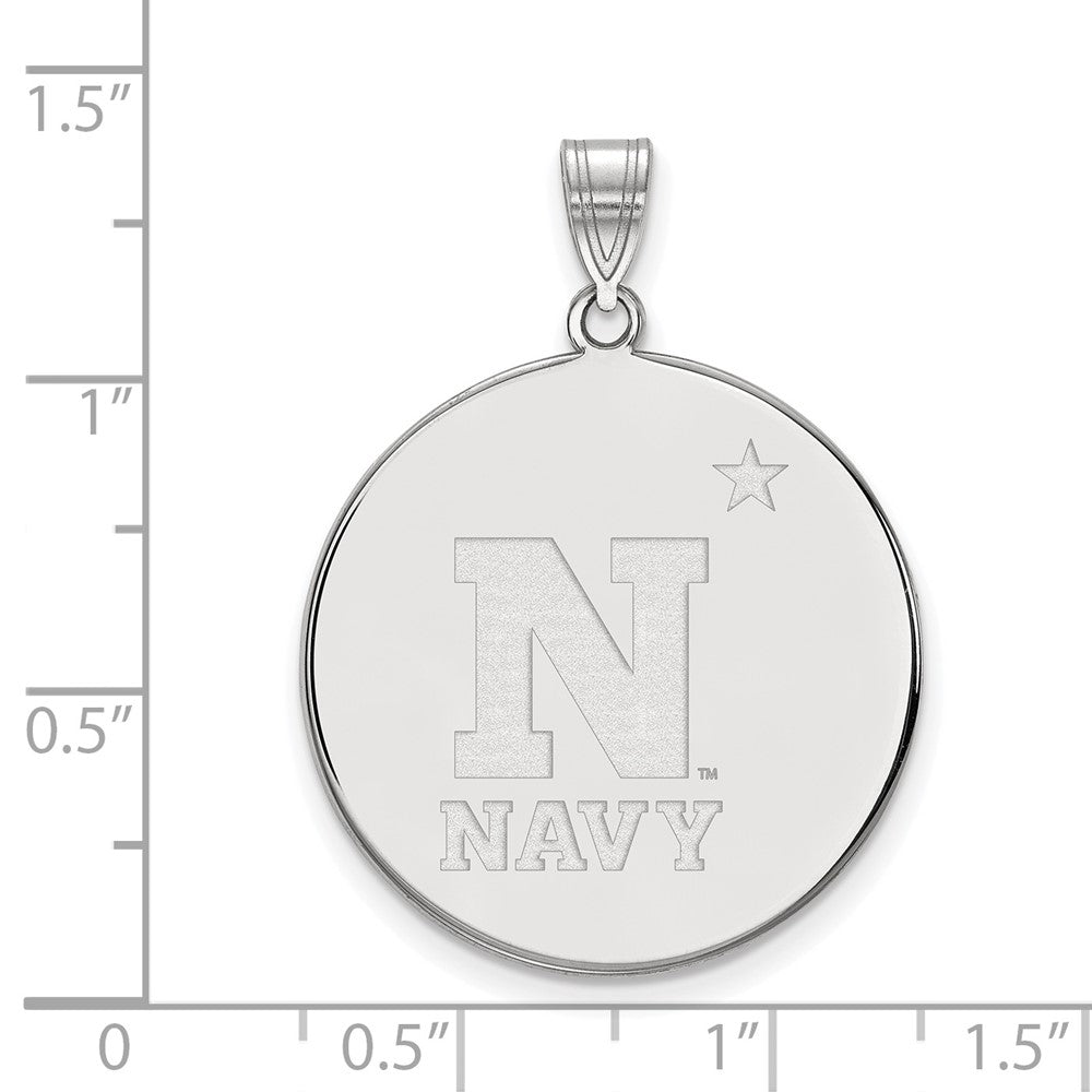 Sterling Silver Rhodium-plated US Naval Academy XL Disc Pendant