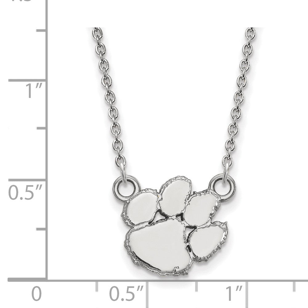 Sterling Silver Rhodium-plated Clemson Univ. Small Pendant Necklace