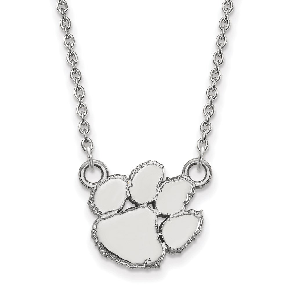 Sterling Silver Rhodium-plated Clemson Univ. Small Pendant Necklace
