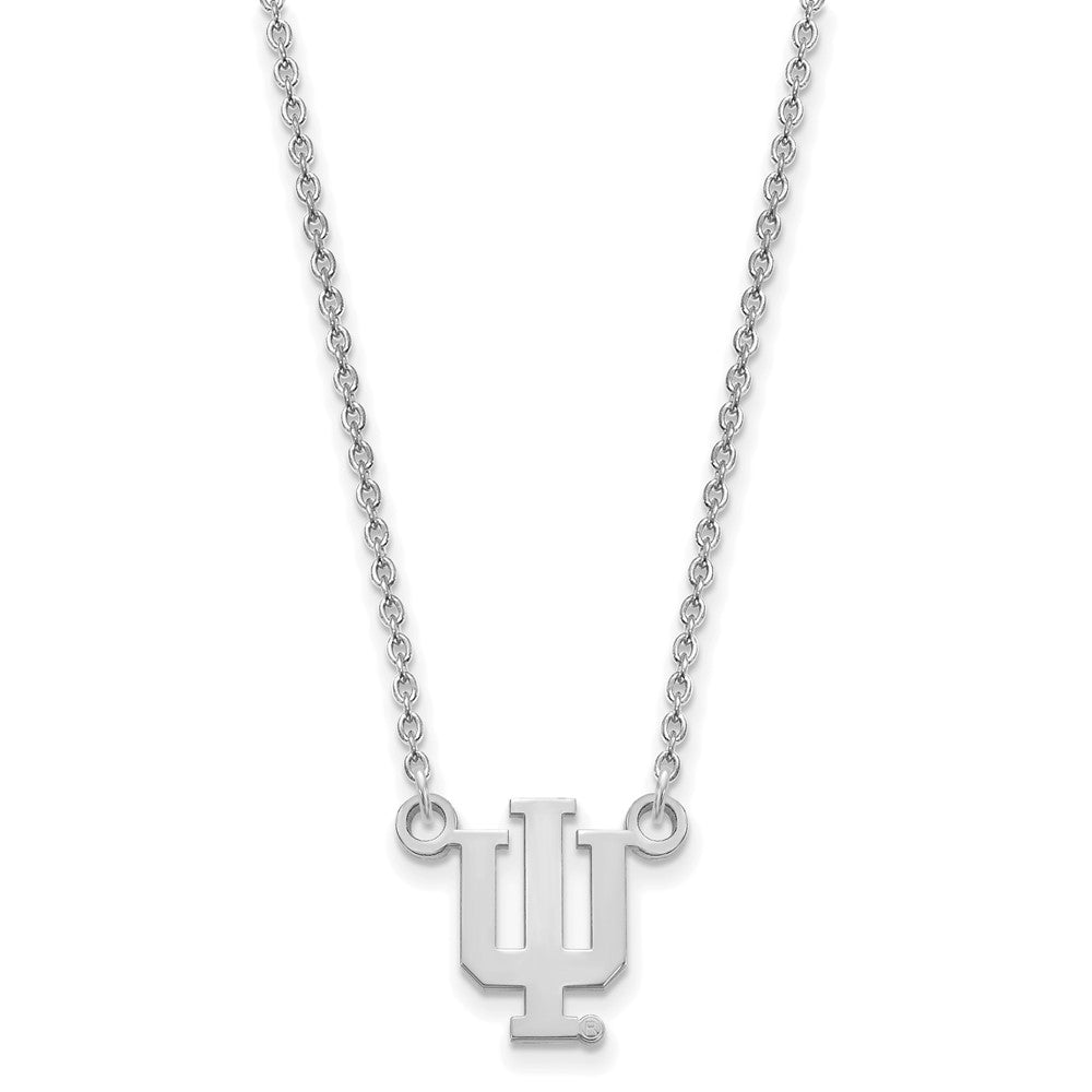 Sterling Silver Rhodium-plated Indiana Univ. Small Pendant Necklace