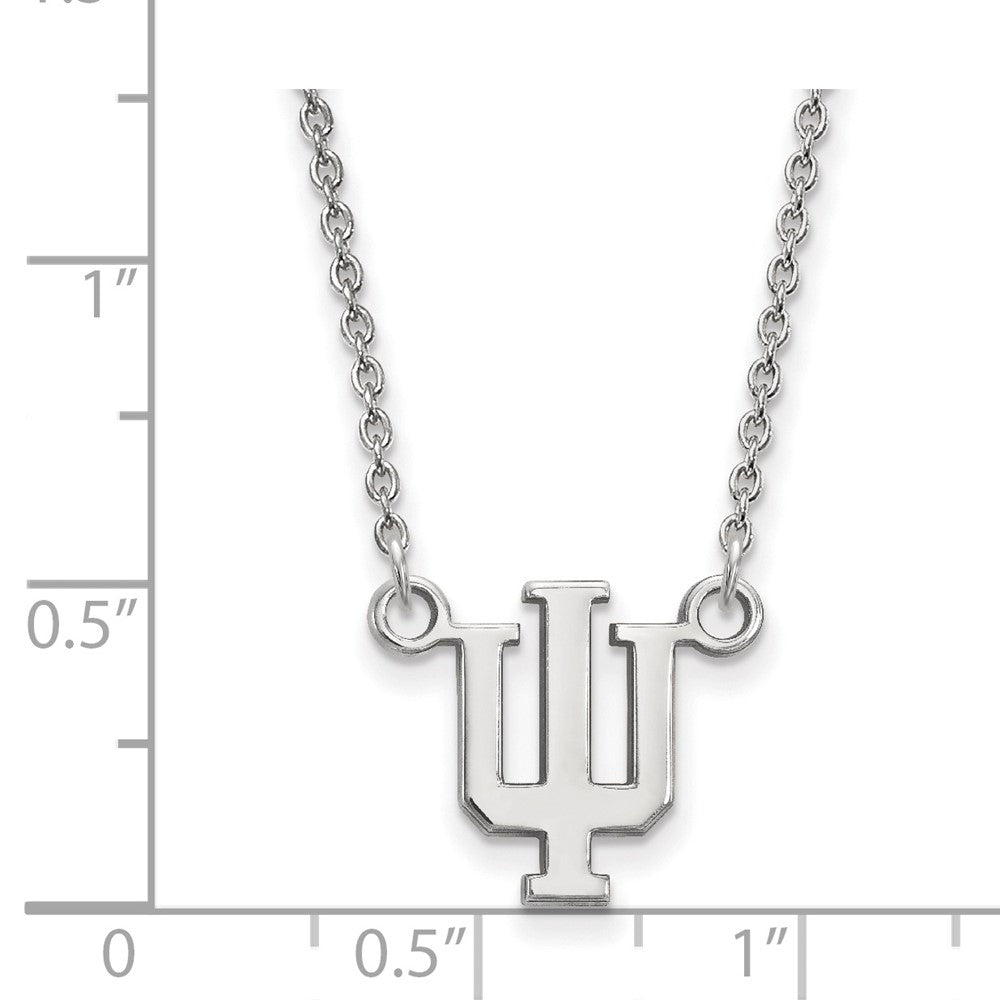Sterling Silver Rhodium-plated Indiana Univ. Small Pendant Necklace