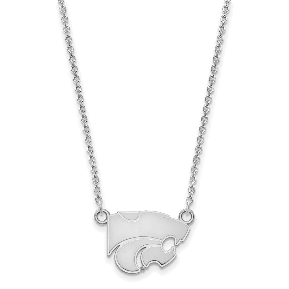 Sterling Silver Rhodium-plated Kansas State U. Small Pendant Necklace