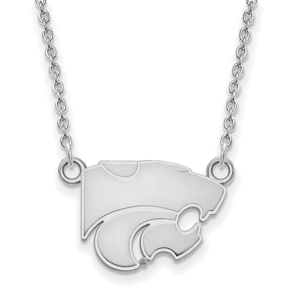 Sterling Silver Rhodium-plated Kansas State U. Small Pendant Necklace