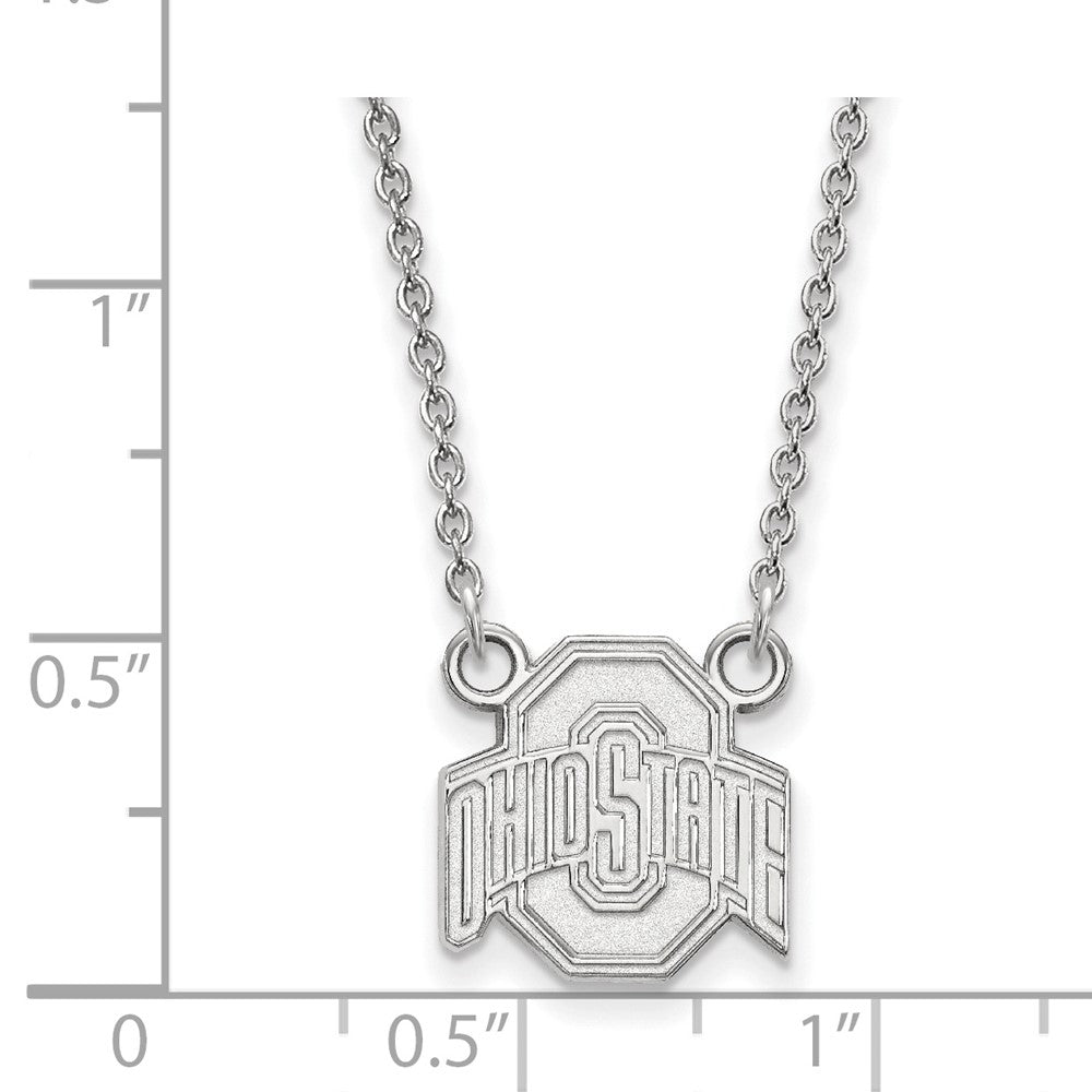 Sterling Silver Rhodium-plated Ohio State U. Small Pendant Necklace