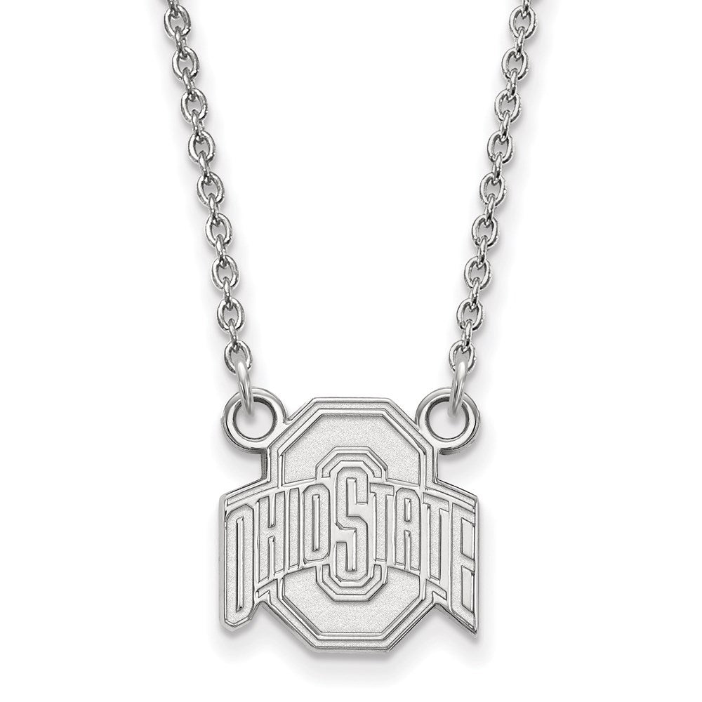 Sterling Silver Rhodium-plated Ohio State U. Small Pendant Necklace