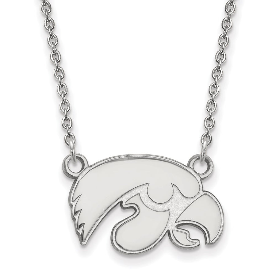 Sterling Silver Rhodium-plated Univ. of Iowa Small Pendant Necklace