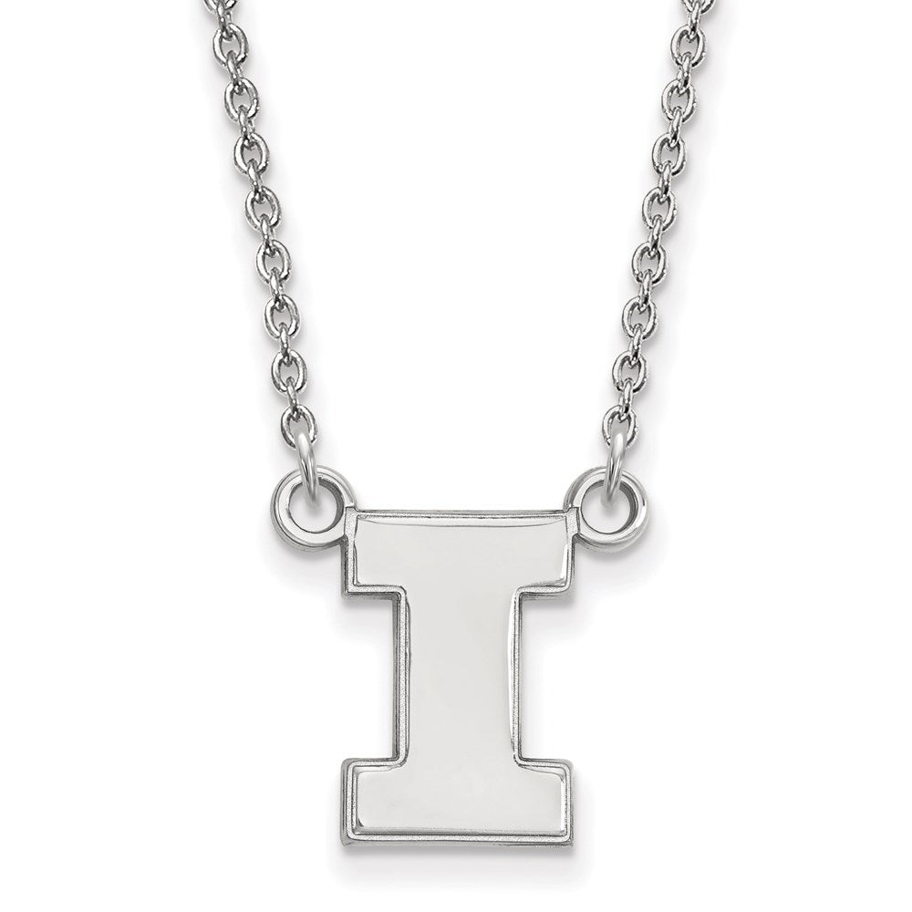Sterling Silver Rhodium-plated University of Illinois Pendant Necklace