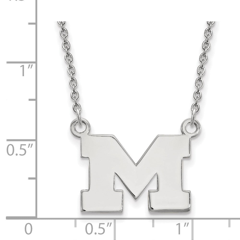 Sterling Silver Rhodium-plated U. of Michigan Small Pendant Necklace