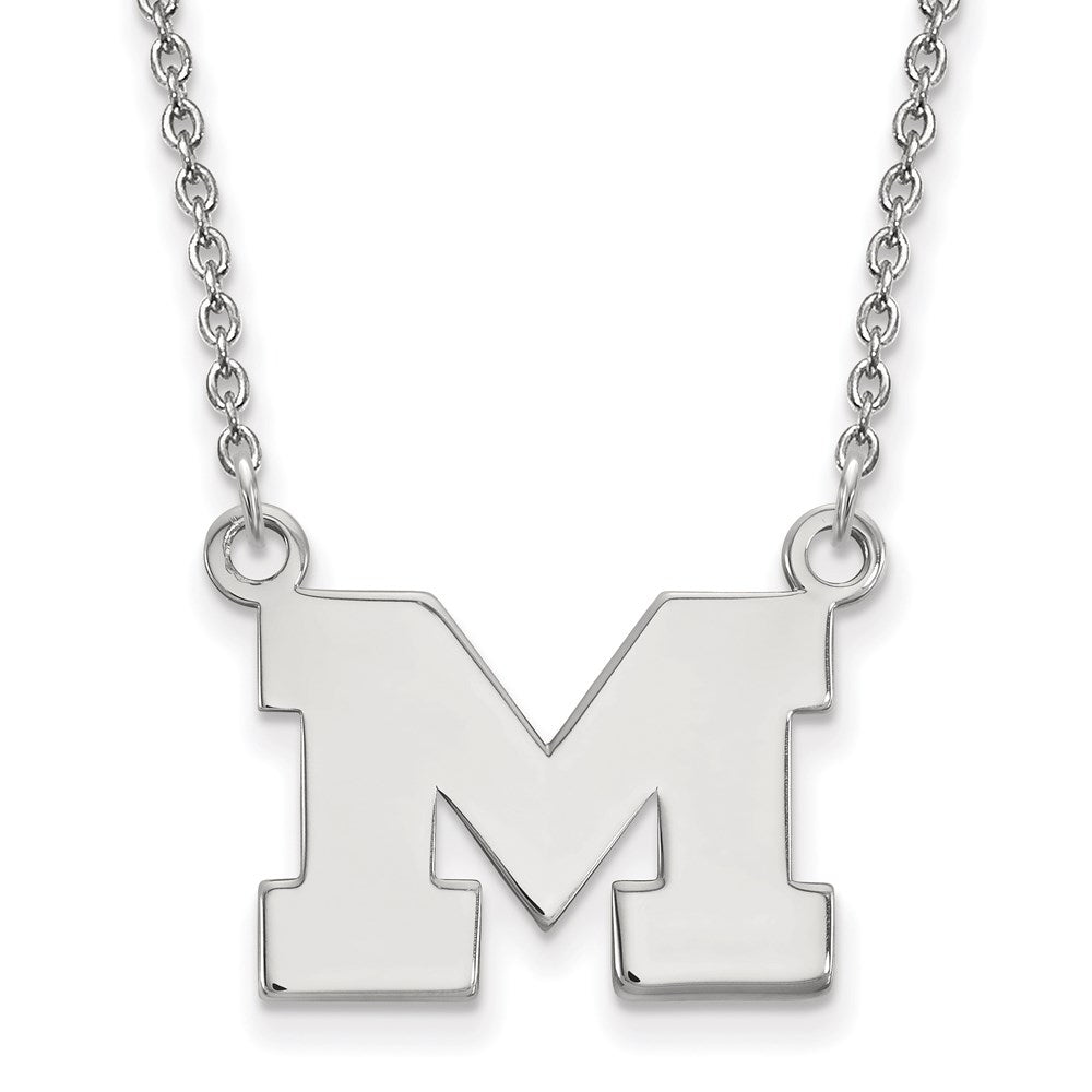 Sterling Silver Rhodium-plated U. of Michigan Small Pendant Necklace