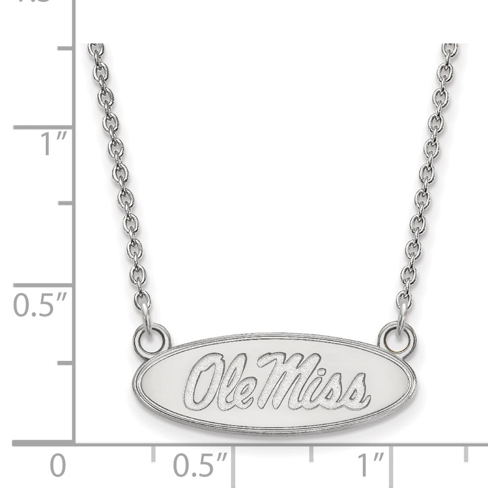 Sterling Silver Rhodium-plated U. of Mississippi Small Pendant Necklace