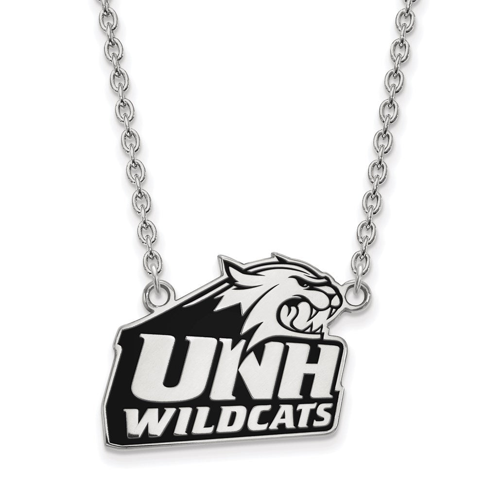Sterling Silver Rhodium-plated U. of New Hampshire Large Enamel Necklace