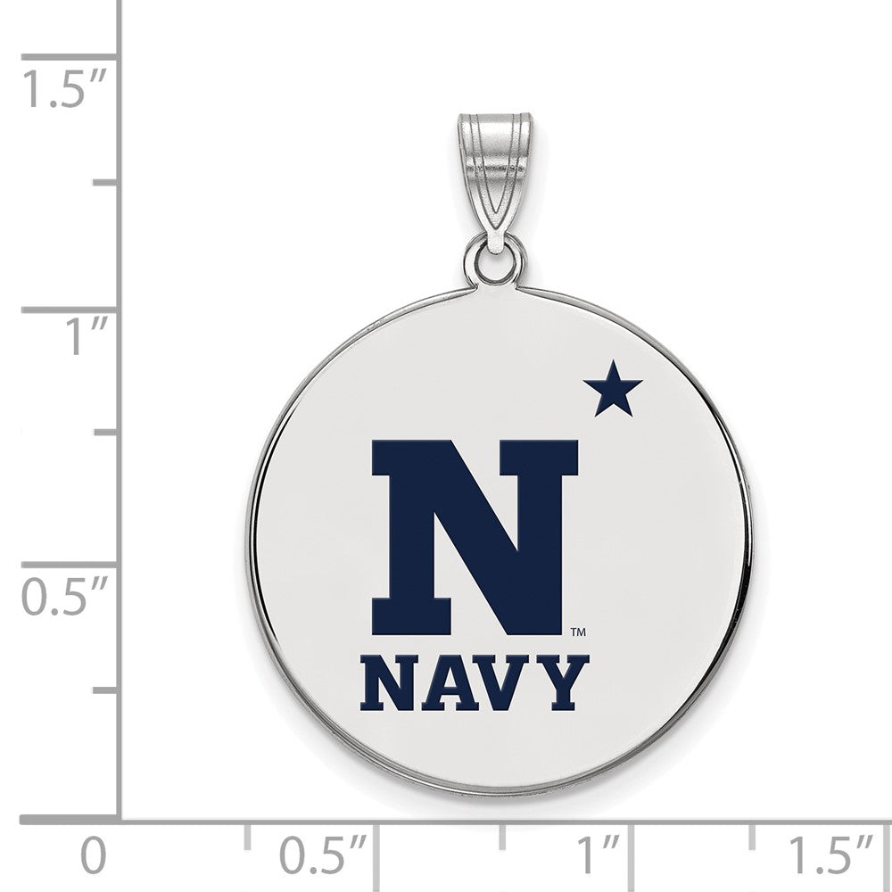 Sterling Silver Rhodium-plated US Naval Academy XL Enamel Pendant
