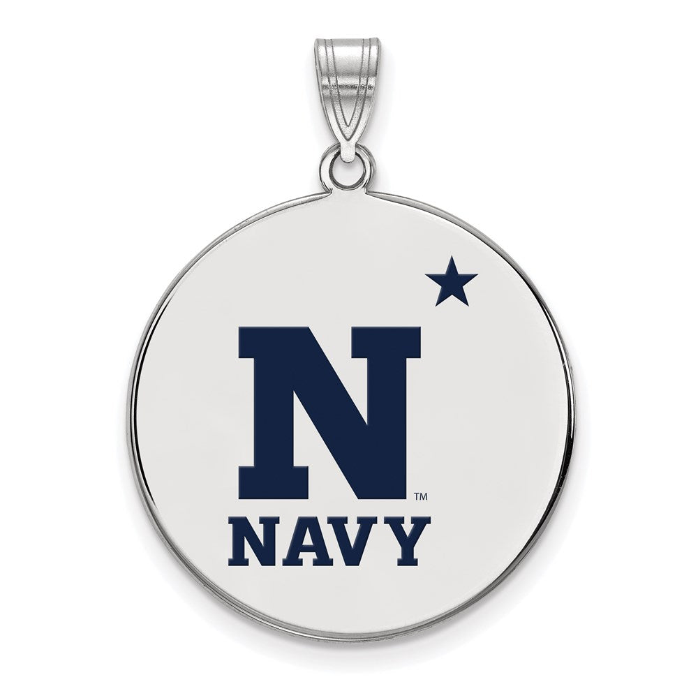 Sterling Silver Rhodium-plated US Naval Academy XL Enamel Pendant