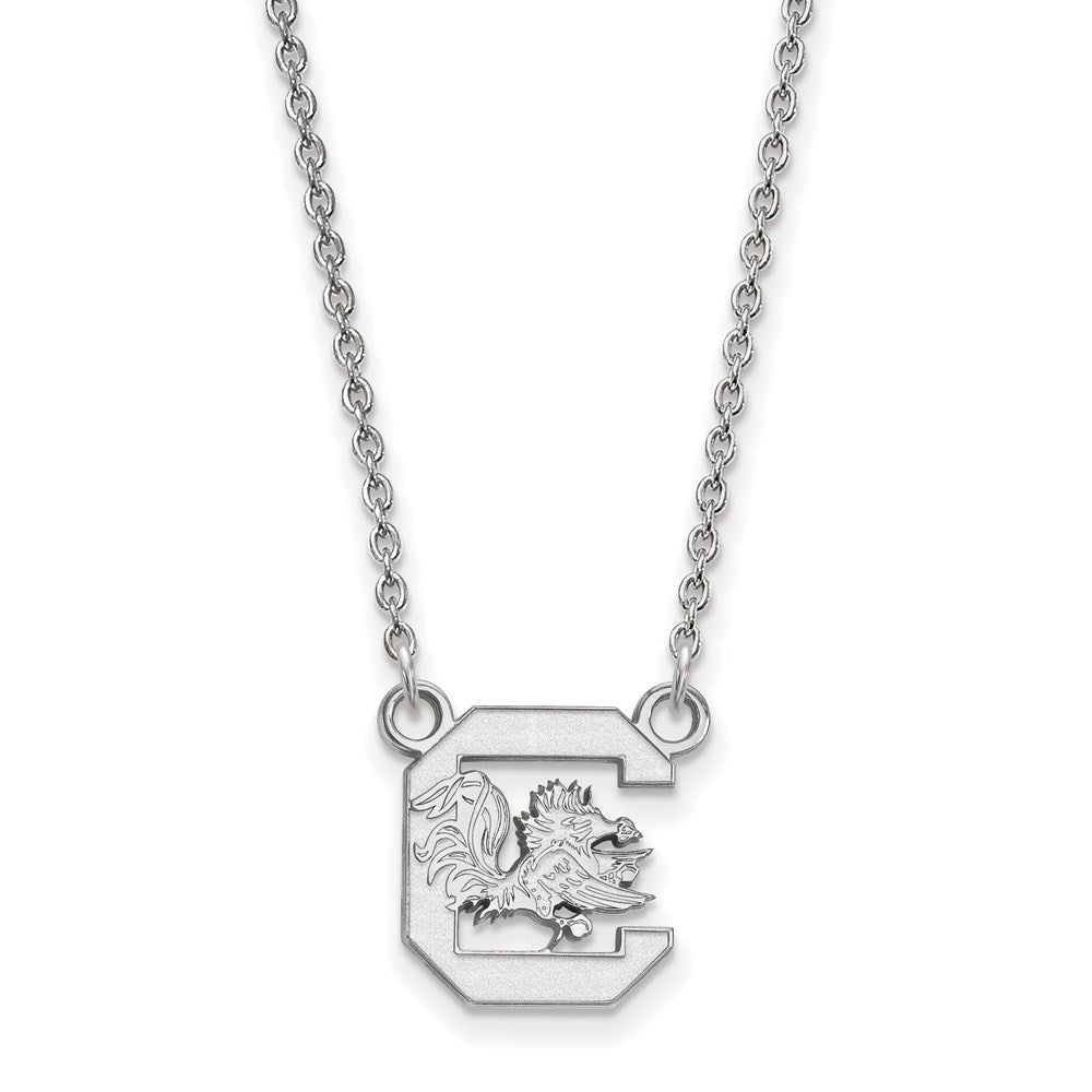 Sterling Silver Rhodium-plated U. of S. Carolina Small Pendant Necklace