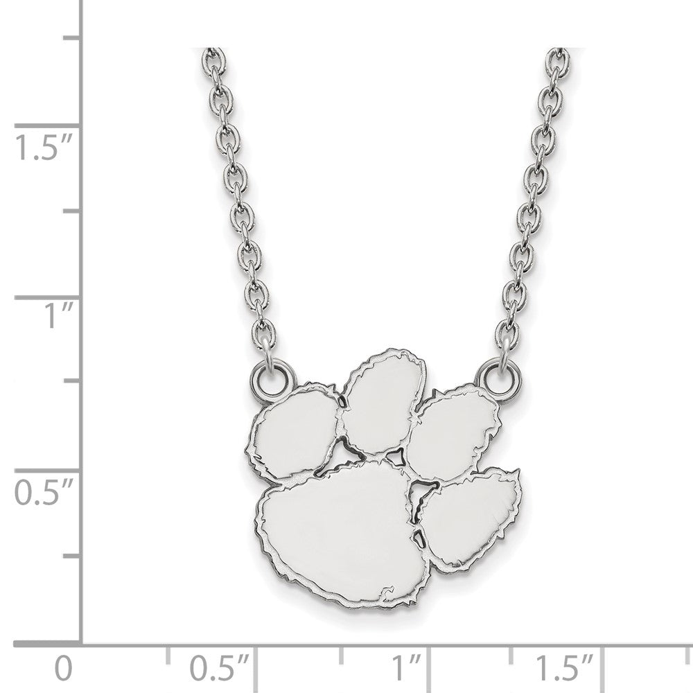 Sterling Silver Rhodium-plated Clemson Univ. Large Pendant Necklace