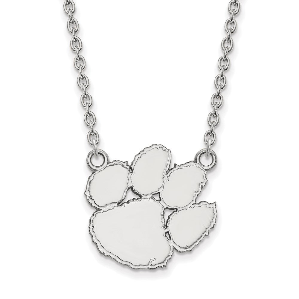 Sterling Silver Rhodium-plated Clemson Univ. Large Pendant Necklace