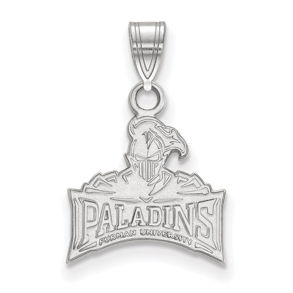 Sterling Silver Rhodium-plated Furman University Small Pendant