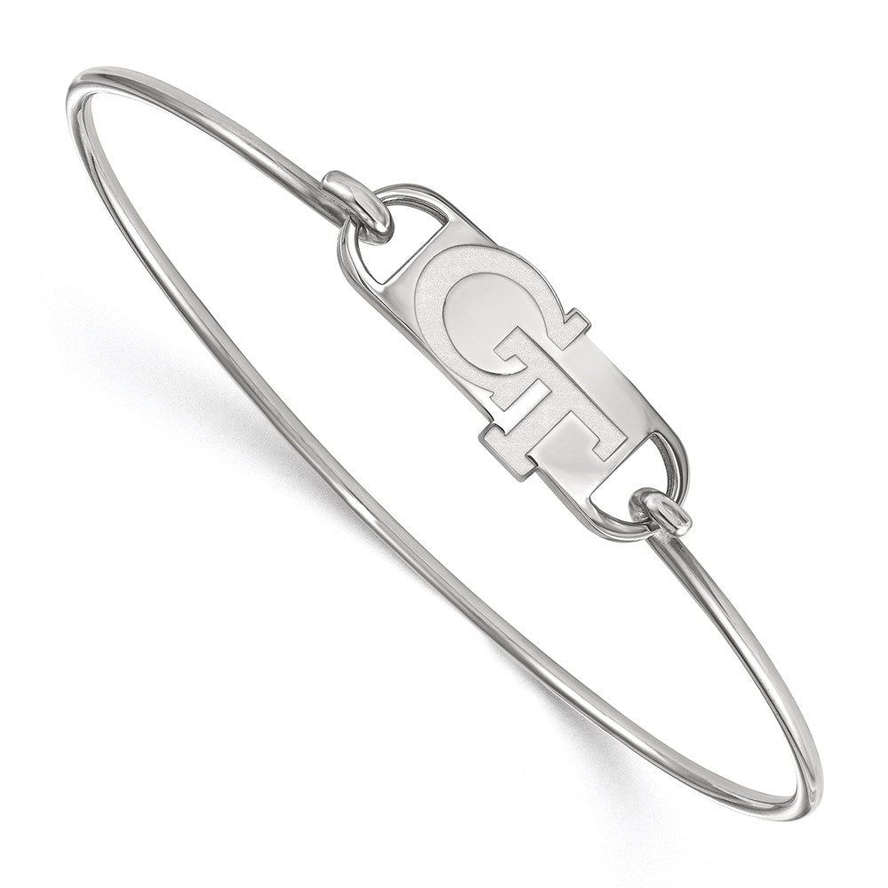 Sterling Silver Rhodium-plated Georgia Tech Wire Bangle