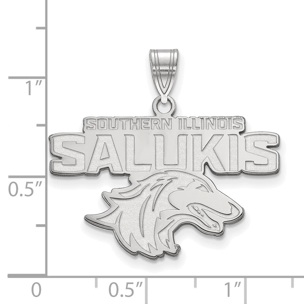 Sterling Silver Rhodium-plated Southern Illinois Univ. Large Pendant