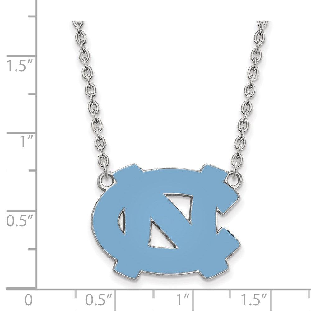 Sterling Silver Rhodium-plated U. of North Carolina Large Enamel Necklace