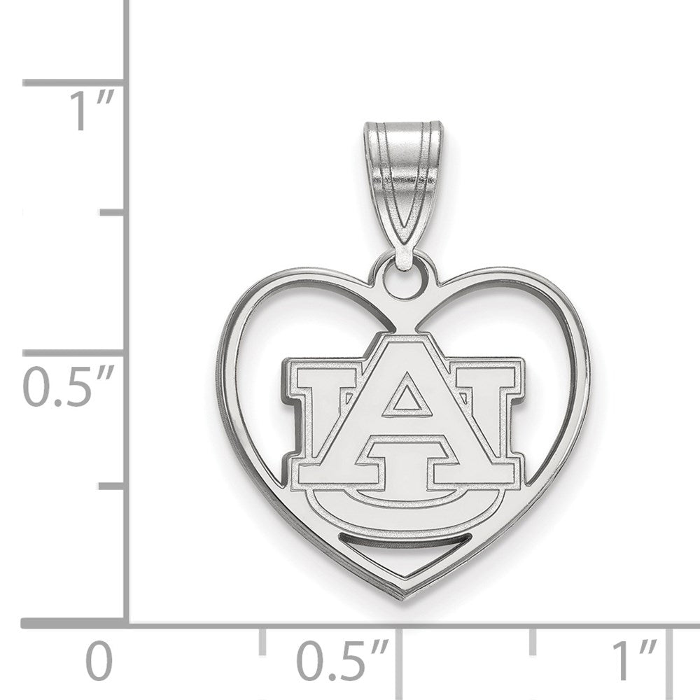 Sterling Silver Rhodium-plated Auburn University Heart Pendant